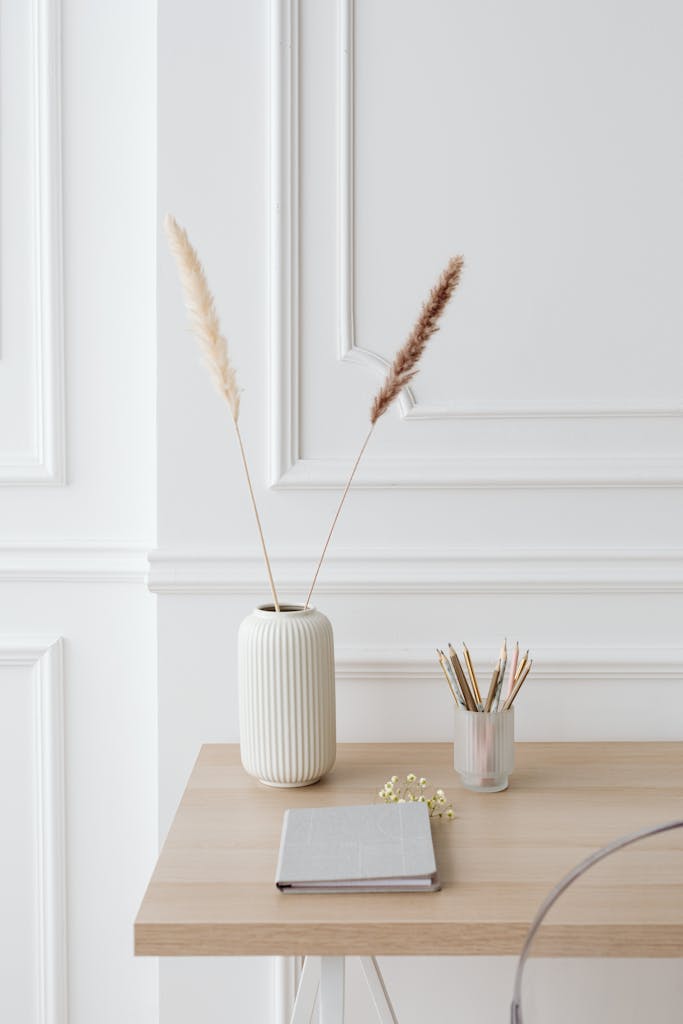 Dry Grass Straw in a White Interior