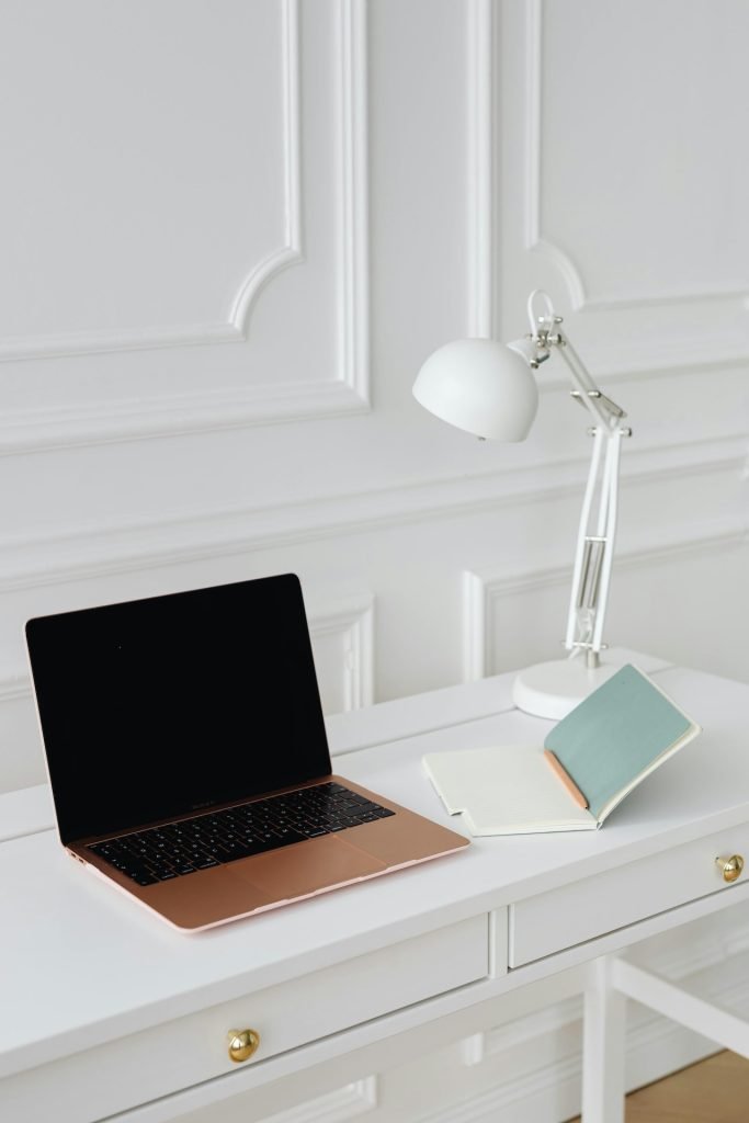 naturalbeigeaesthetic desklaptop
